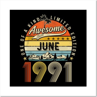 Awesome Since June 1991 Vintage 32nd Birthday Posters and Art